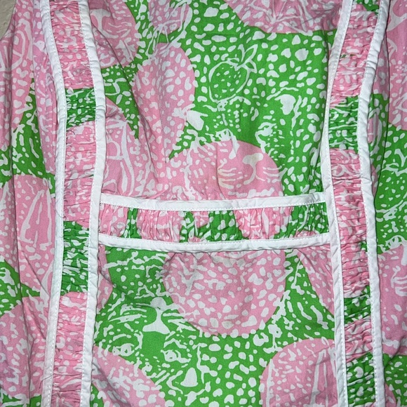 Lilly Pulitzer Limeade Cheat Ya Fryer Shift All Cotton pink green Dress size 0 - Picture 5 of 10